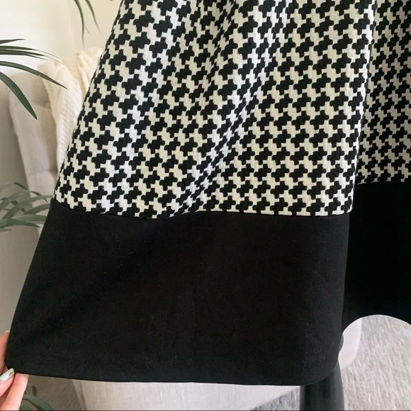 Calvin Klein Black White Houndstooth Belted Sleeveless Fit & Flare Work Dress 2 - Picture 8 of 12